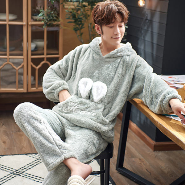 Cozy Velvet Touch Winter-Plüsch-Fleece-Pyjama-Set – koreanischer Stil