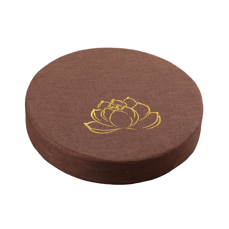 Bestickter Lotus-Meditations-Futon aus Leinen