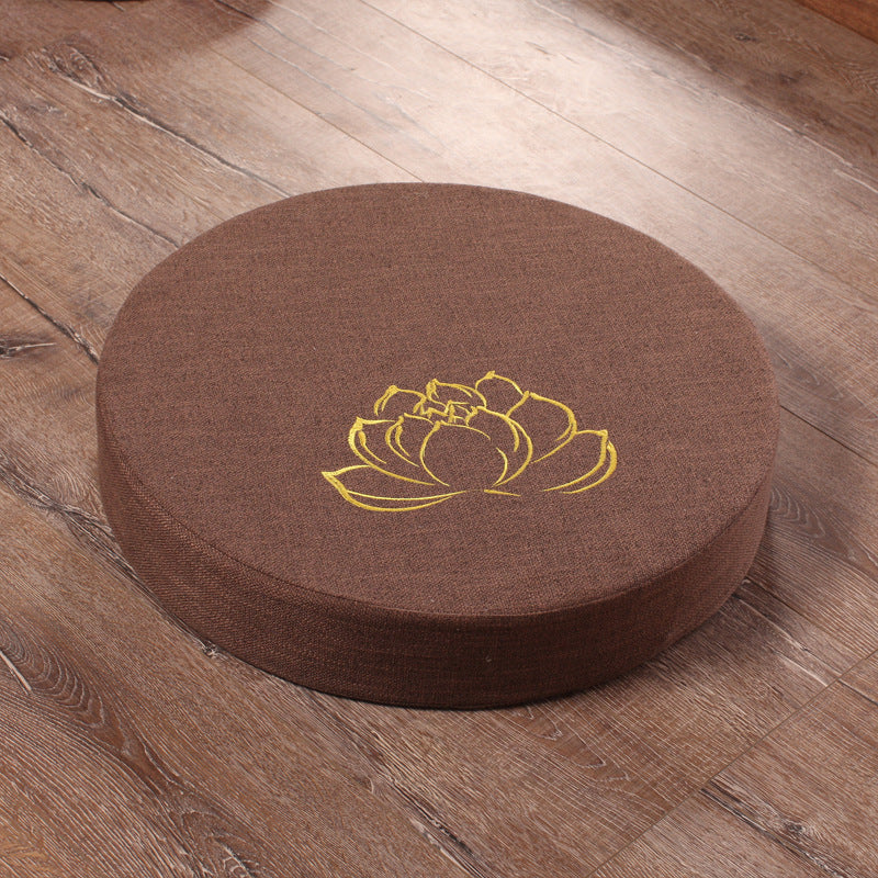 Bestickter Lotus-Meditations-Futon aus Leinen